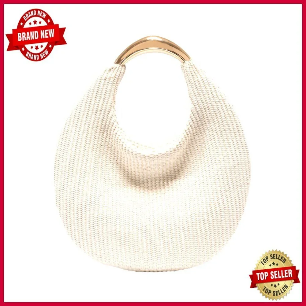 Handmade Straw Hobo Tote Bag, Lightweight Woven Shoulder Purse for Summer